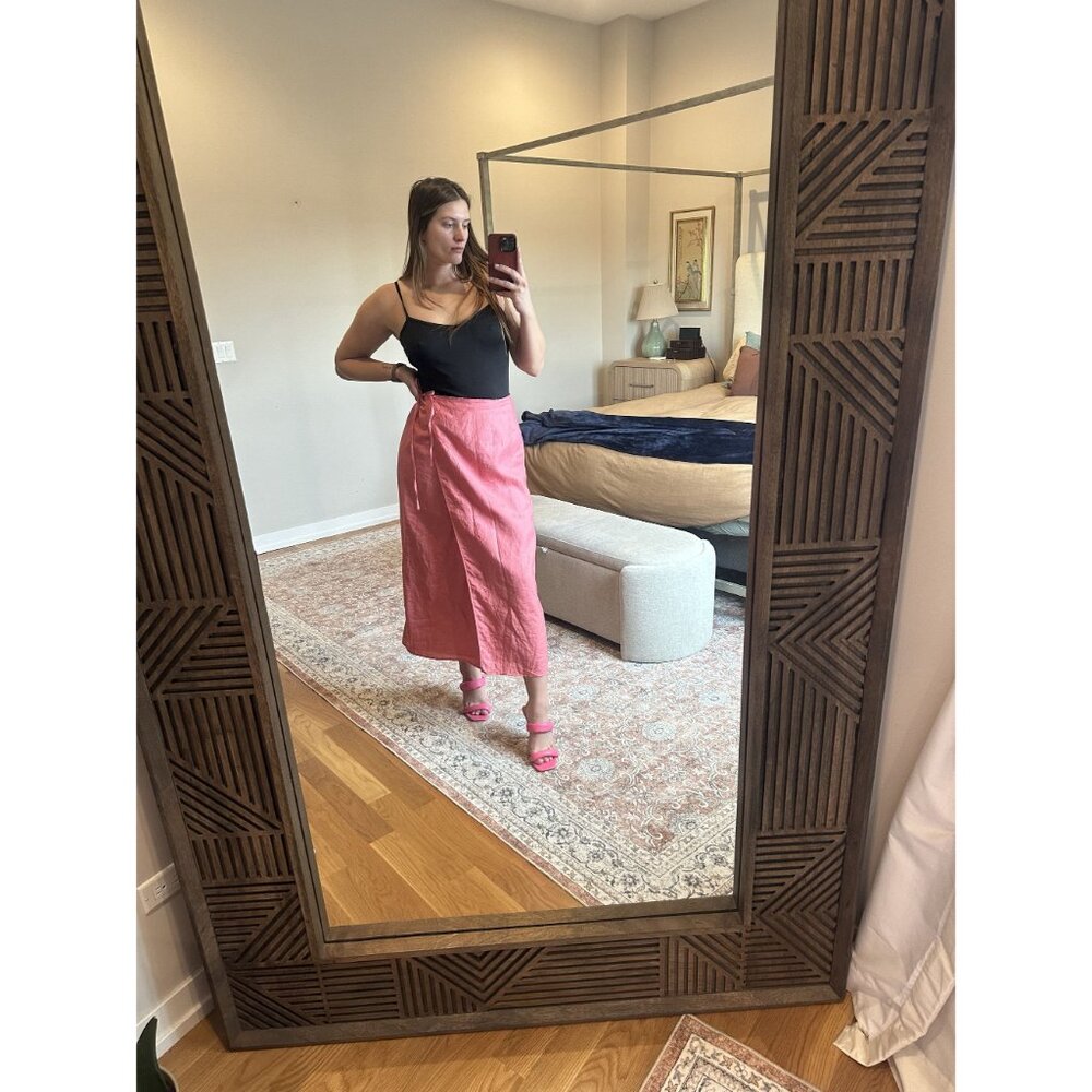 Edward Pink 100% Linen Wrap Skirt Size Large Summer - Picture 10 of 10